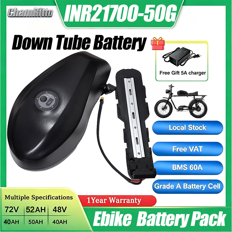72V 50Ah 21700 Lithium Battery - E Bike 48V 72V Down tube
